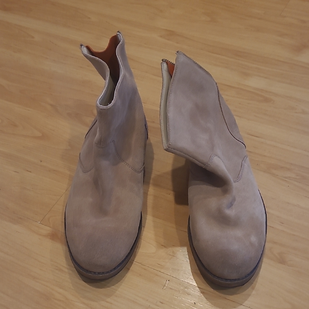 Boden Tan Ankle Boots with Suede Finish and Elastic Panels